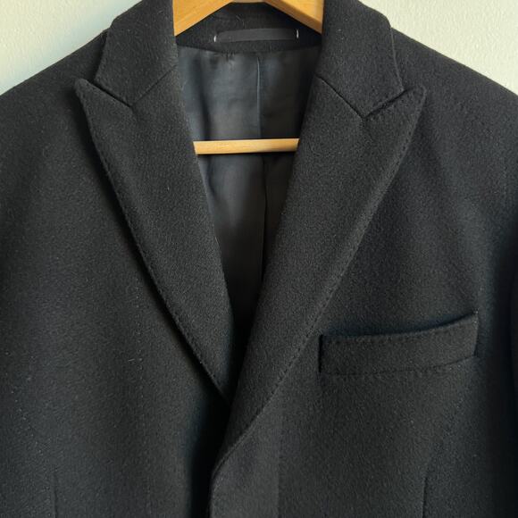 GIVENCHY Black Virgin Wool & Cashmere Men's Single Breasted Long Dress Coat - Picture 3 of 8